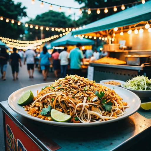 Vibrant Pad Thai at Street Vendor Stall