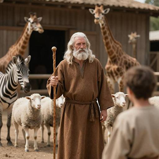 White-Bearded Sage Among Barnyard Animals