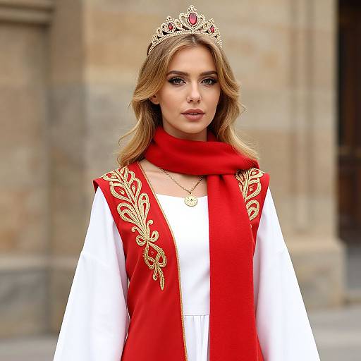 Regal Woman in Ornate Dress