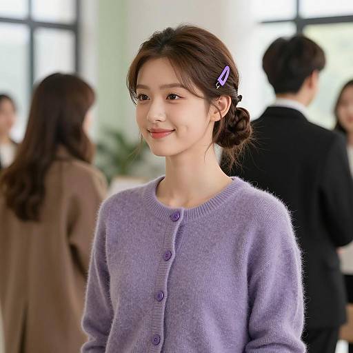 Smiling Young Woman in Bright Room