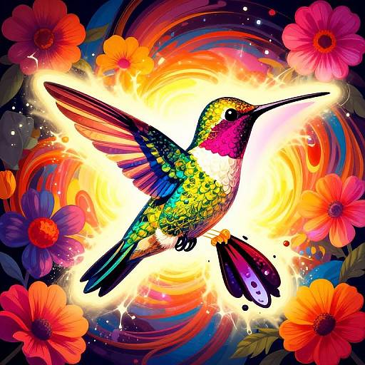 Colorful Comic Hummingbird Splash