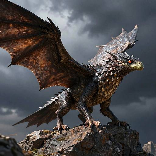 Realistic Wyvern on Rocky Cliff