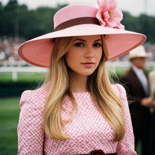 Elegant Woman in Pink Derby Attire