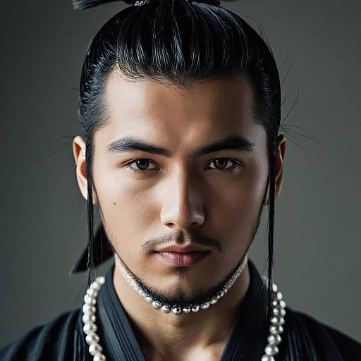 Realistic Male Samurai Hairstyle Portrait
