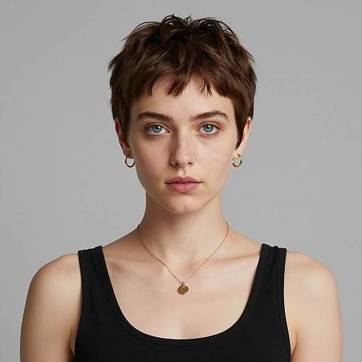 Stylish Young Woman Portrait in Short Hair