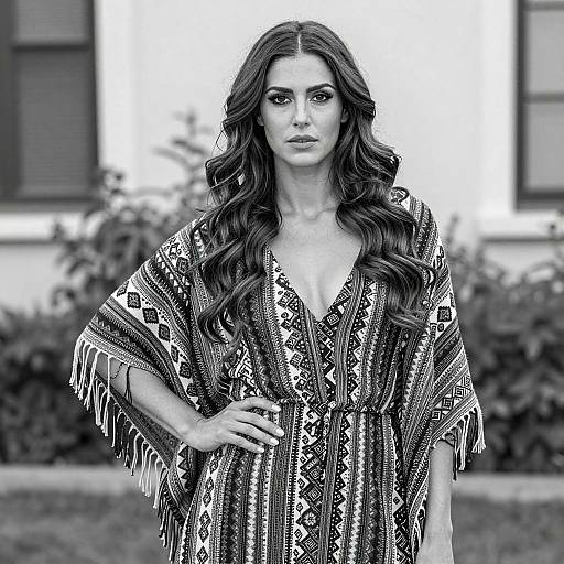 Confident Woman in Black and White Portrait