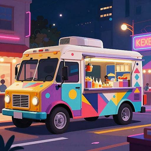 Vibrant Retro Food Truck Illustration