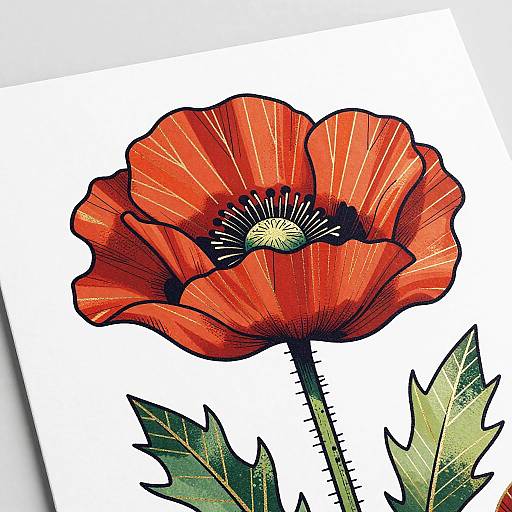 Art Deco Poppy on Luxury Stationery