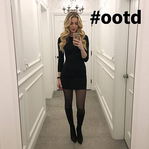 Chic Blonde in Elegant Hallway Selfie