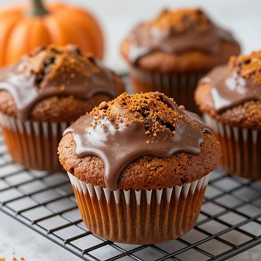 Chocolate Pumpkin Muffins with Spiced Glaze