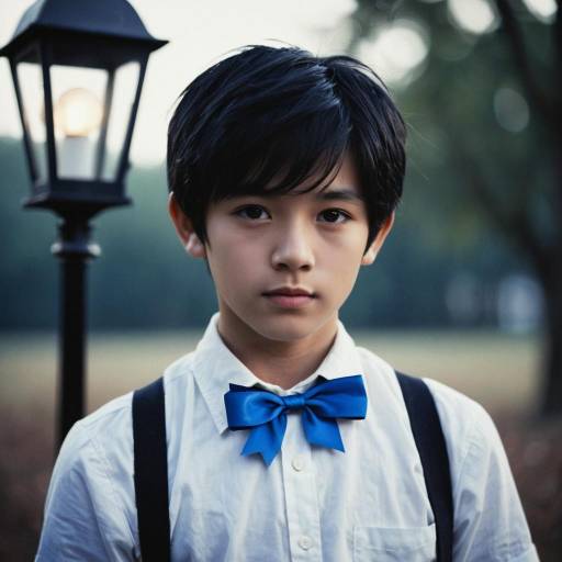 Boy in White Shirt with Blue Bow Tie