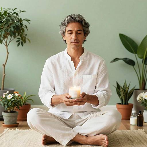 Meditation Enthusiast in Serene Greenery