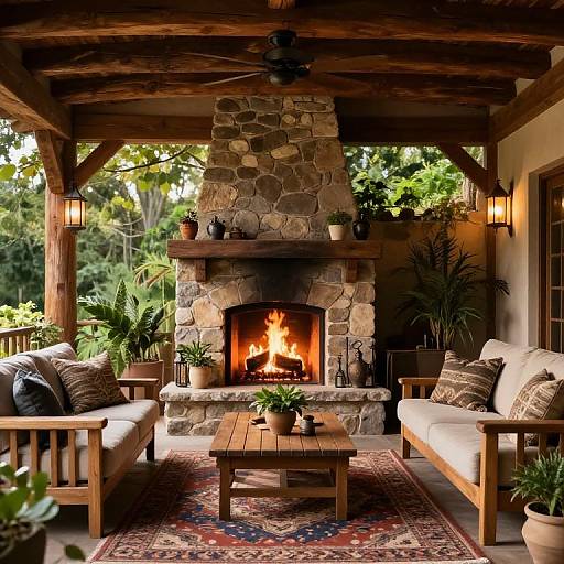 Cozy Rustic Patio with Fireplace
