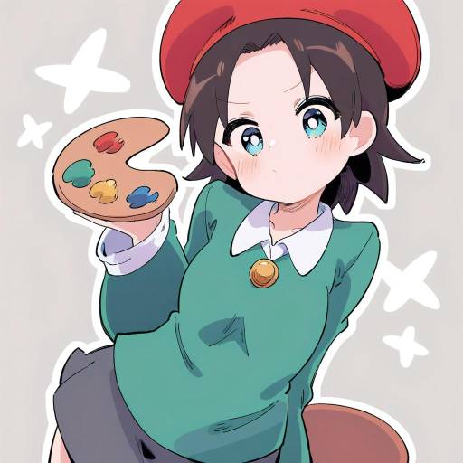 Illustration of Adeleine, kirby (series) in the style of Buzzlyears