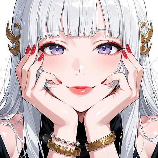 Smiling Mature White-Haired Close-Up Portrait