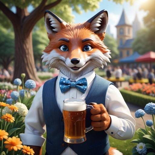 Playful Cartoon Fox in Cozy Park