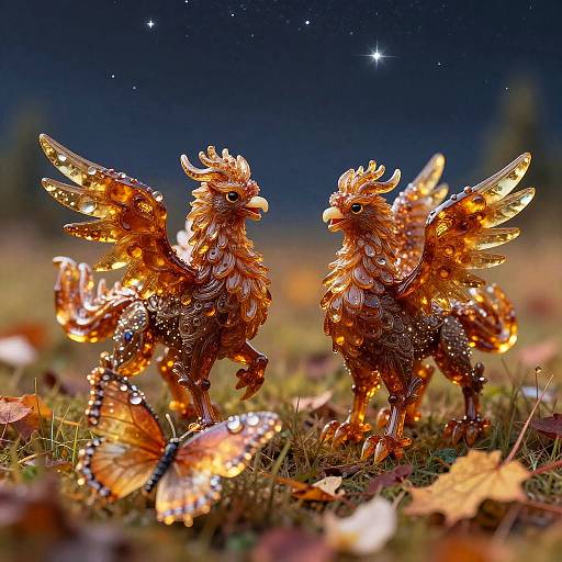 Celestial Autumn Meadow with Griffin Cubs