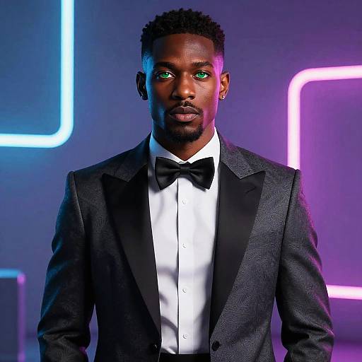 Elegant Black Man in Neon Fashion