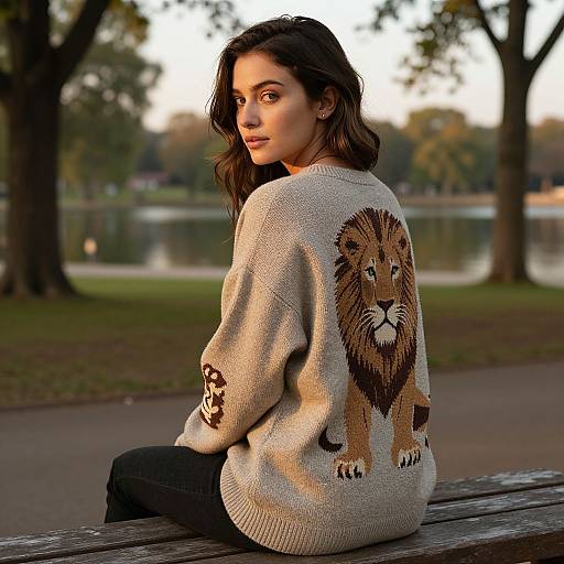 Woman on Park Bench at Golden Hour