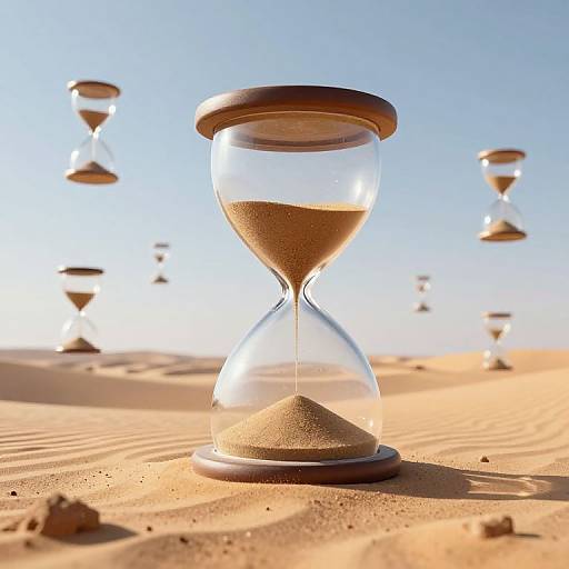Surreal 3D Floating Sand Clocks