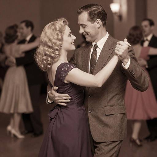 Sepia Vintage Ballroom Dancing Couple