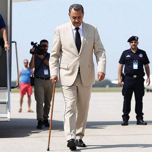 Middle-Aged Man Arrives at Airport
