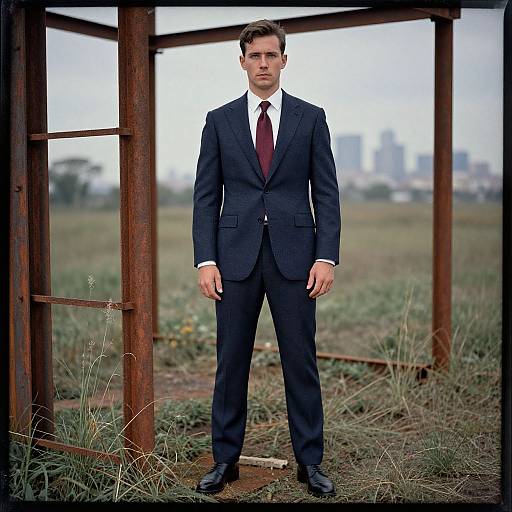 Confident Man in Classic Navy Suit
