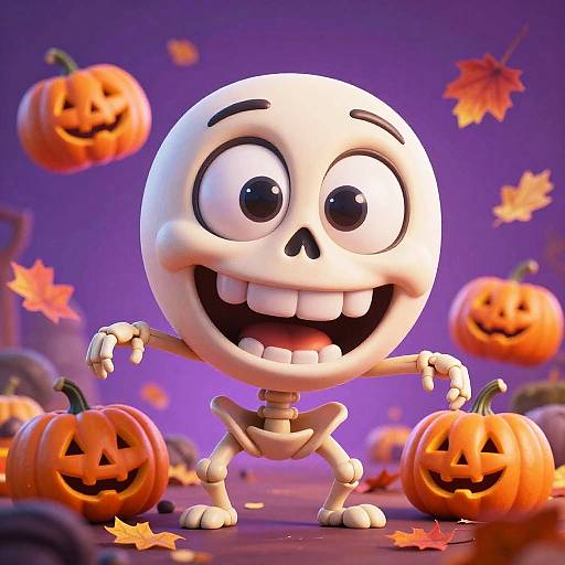 Whimsical Cartoon Skeleton Halloween