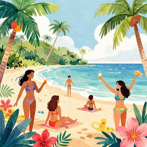 Tropical Bikini Watercolor Illustration