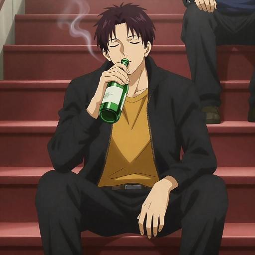 Intense Anime Illustration of Young Man