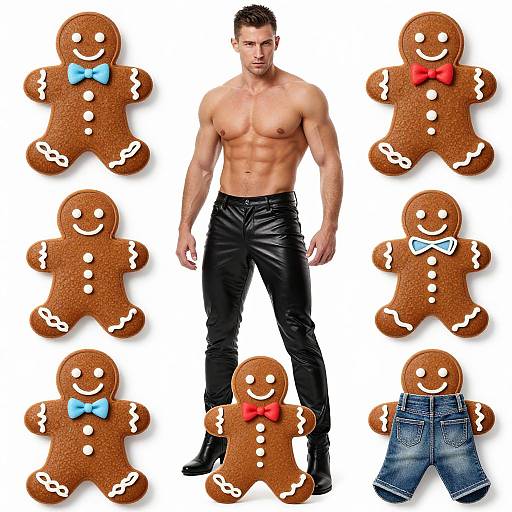 Muscular Man and Gingerbread Figures