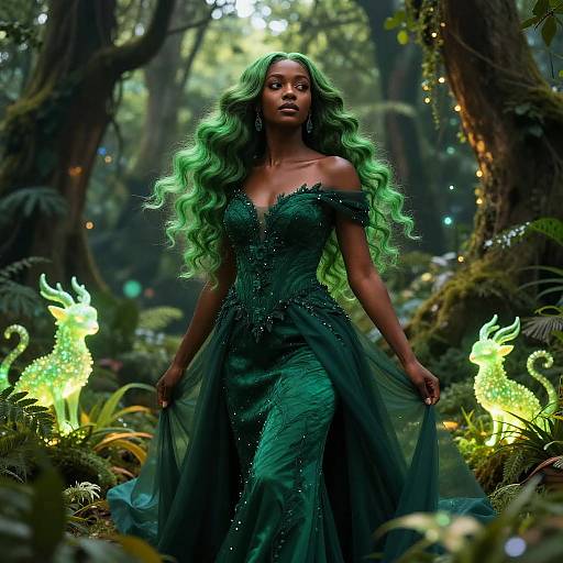 Emerald Elegance in Enchanted Forest