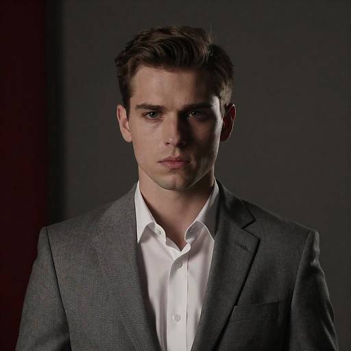 Serious Young Man in Dim Light