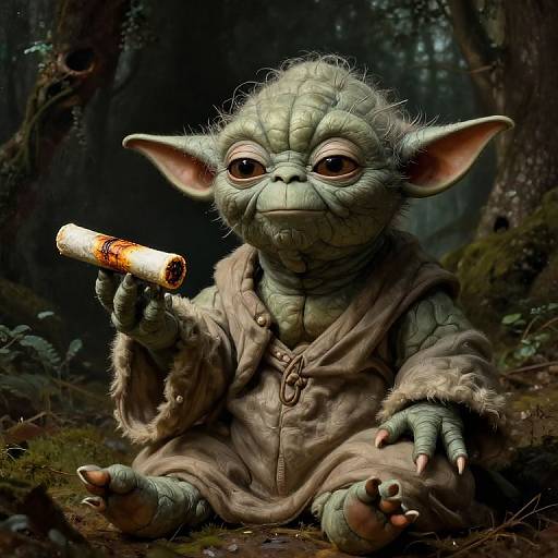 Yoda Meditating with Floating Roast Beef