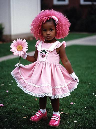 Adorable Pink Poodle Toddler Costume Portrait