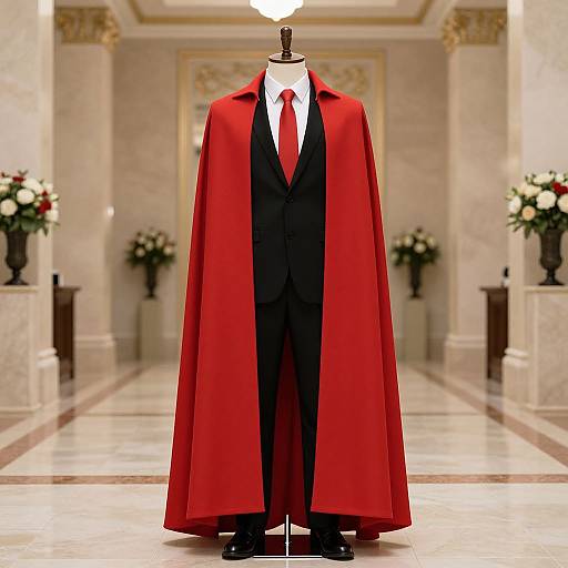 Man in Red Cape Funeral Suit