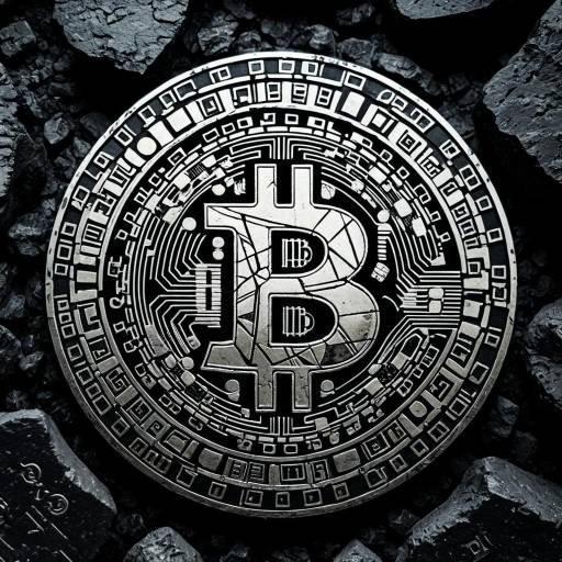 Bitcoin Logo as Ancient Artifact on Obsidian