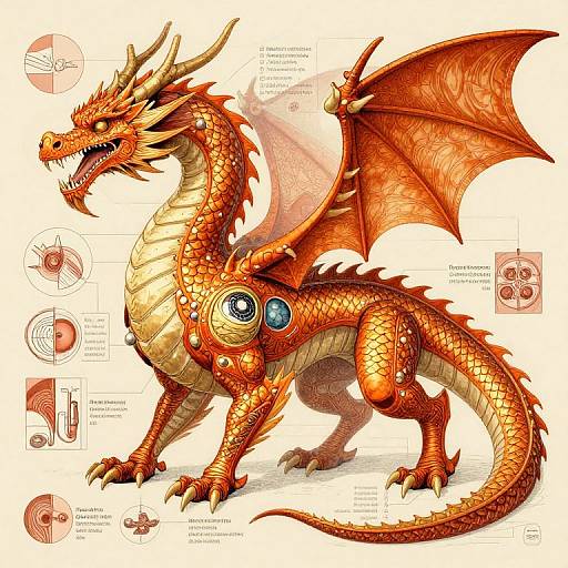 Medieval Fantasy Dragon Anatomical Diagram