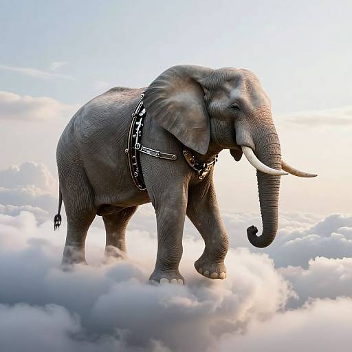 Majestic Elephant with Mechanical Harness