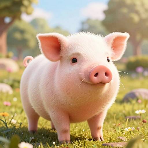 Whimsical Pig-Cat Hybrid Creature