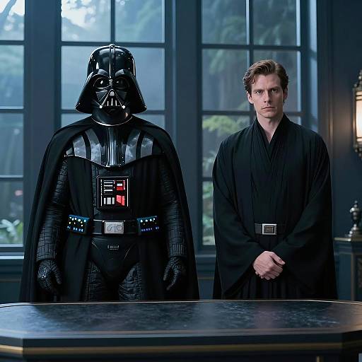 Darth Vader and Companion in Dim Room