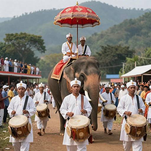 Traditional Elephant Procession with Drummers