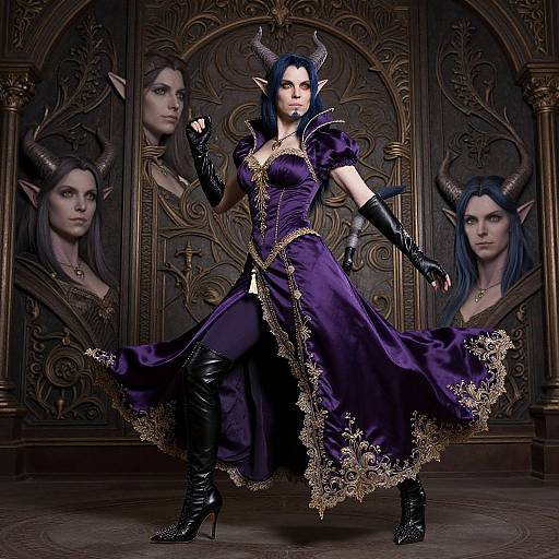 Photorealistic Tiefling Sorceress Portrait