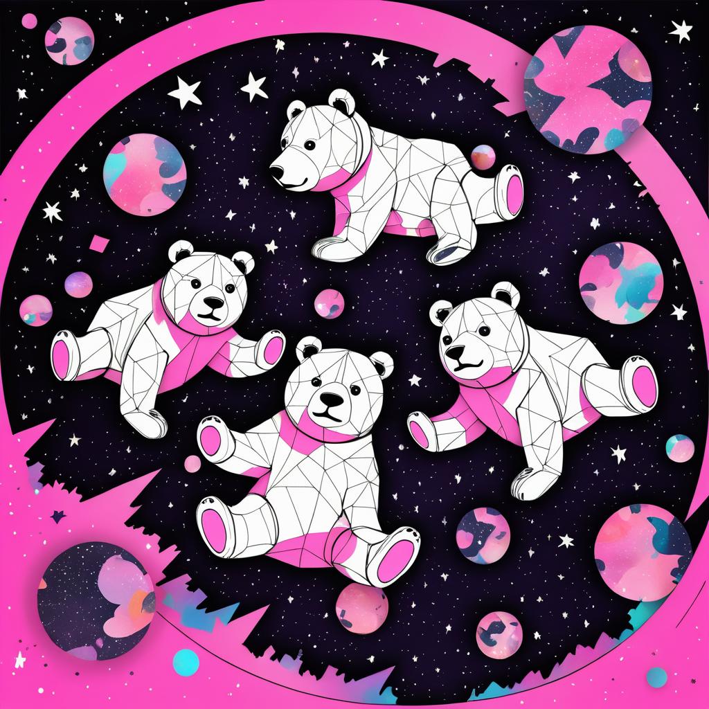 Pop Art Bears in Space Abyss