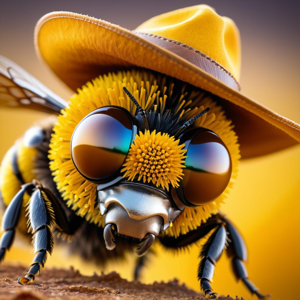 Bee in Cowboy Hat Macro Photography