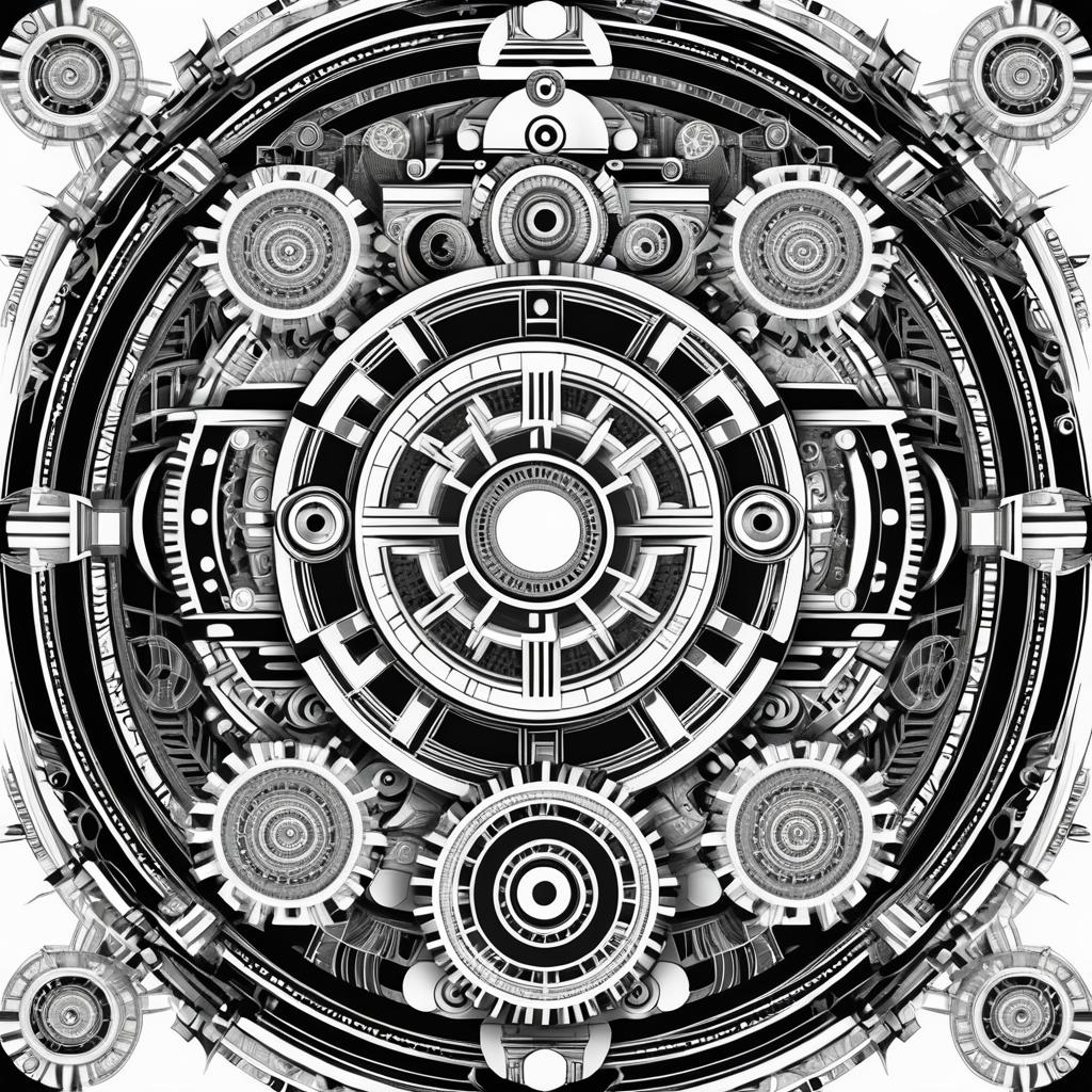 Retro Steampunk Robots Mandala Art