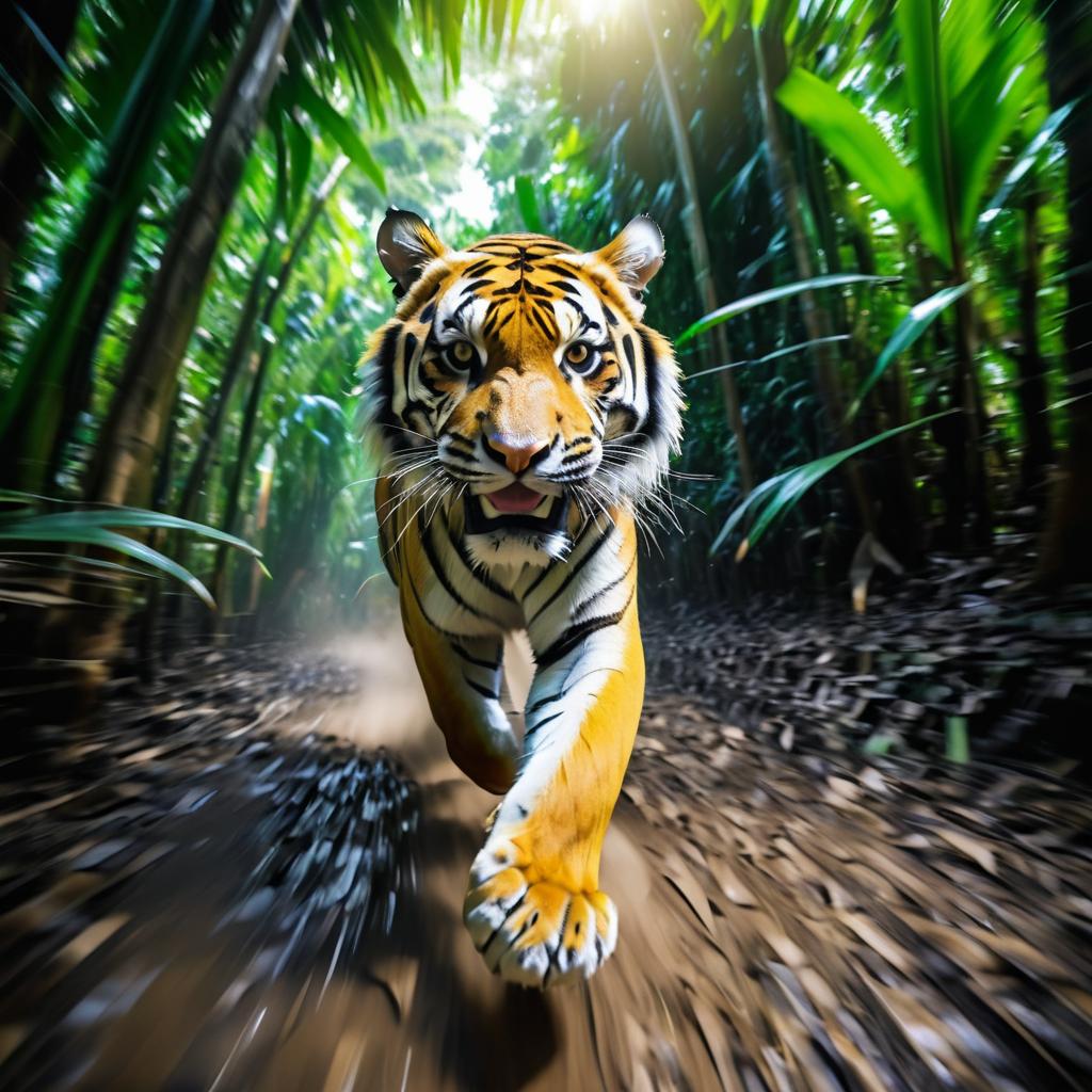 Dynamic Tiger in Jungle GoPro Shot