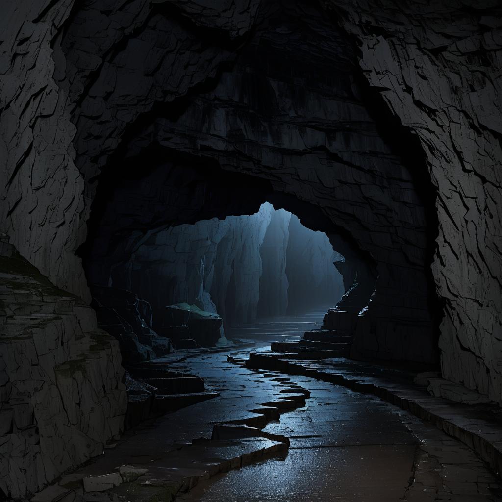 Eerie Twisted Pathways in Limestone Cavern