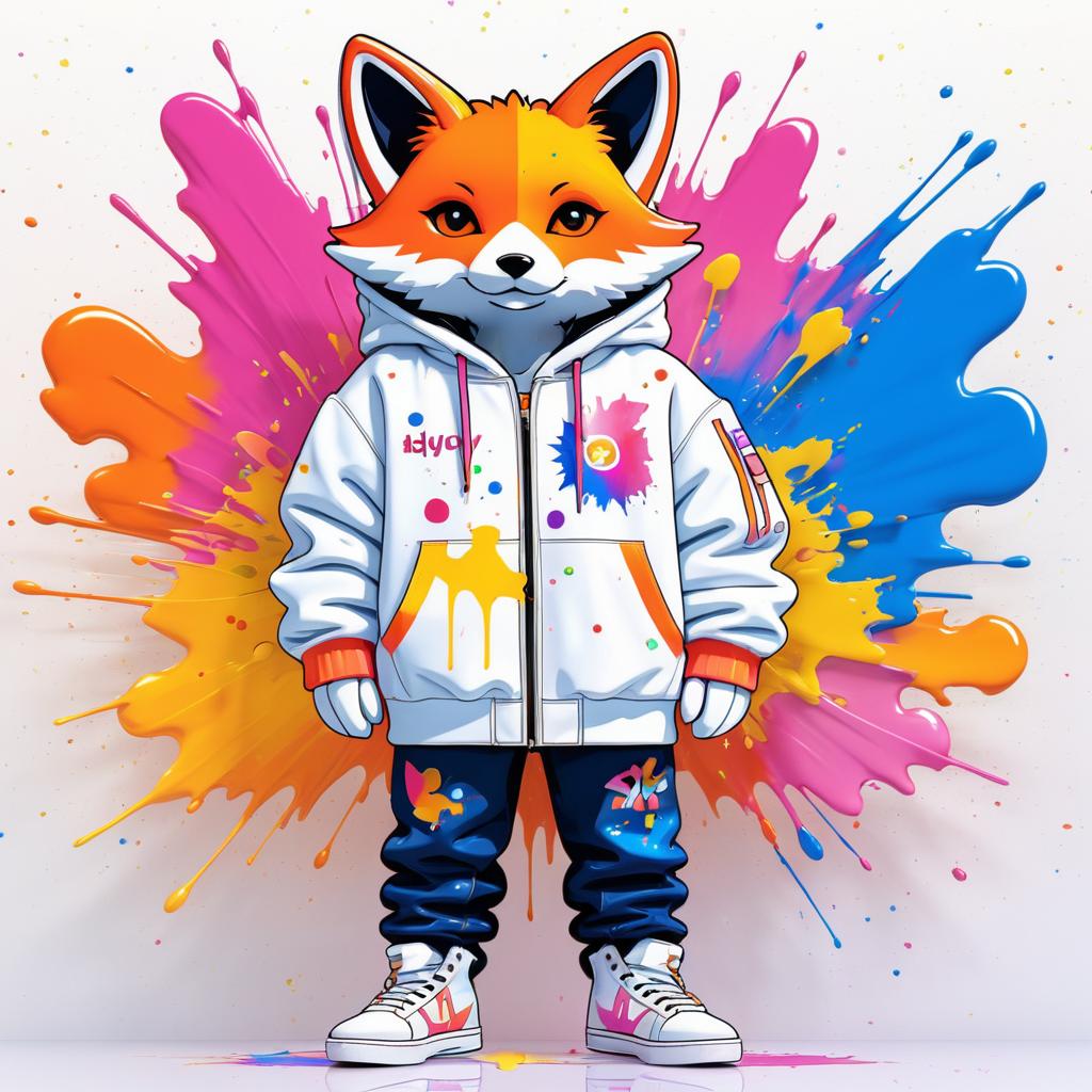 Fashionable Fox in Vibrant Art Style