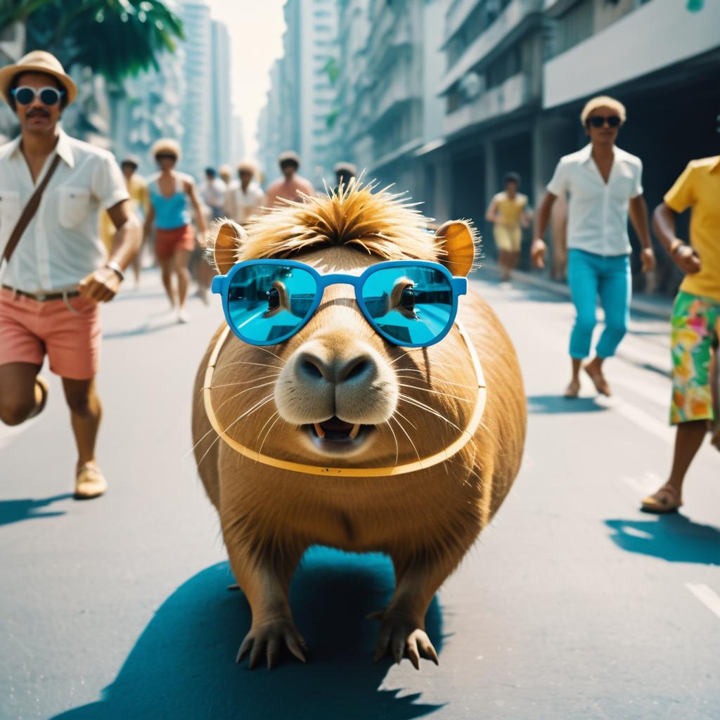 Time-Traveling Capybara in 1980s Rio